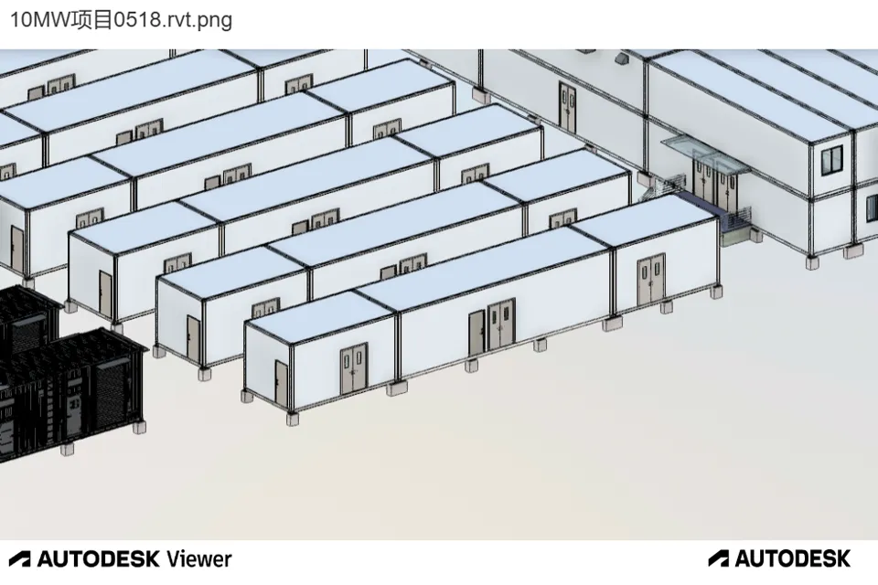 3D model of modular industrial buildings used as reference for machine safety and layout studies